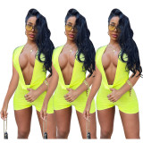 Women's sexy open chest back drawstring jumpsuit NY88031