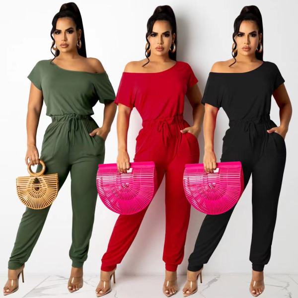 Women's clothing solid color fashion casual street wear jumpsuit Y8086