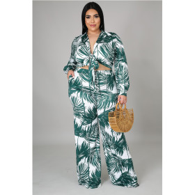 Plus size women's fat lady suit tie-dye two-piece suit N349