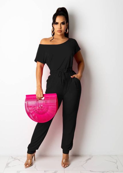 Women's clothing solid color fashion casual street wear jumpsuit Y8086