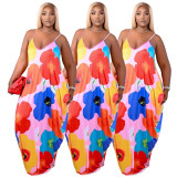 Women's plus size suspender skirt summer colorful pocket dress BL026