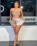 Mesh beach two-piece casual and breathable sportswear F8357