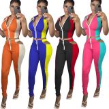 Slim-fit hit color sports suit stitching fashion suit F8361