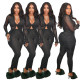 Women's sexy solid color trumpet long-sleeved pleated mesh casual suit MQ23584 