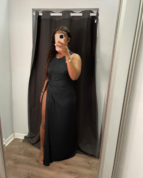 Women's long skirt split dress with straps sexy nightclub skirt AB6657