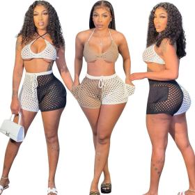 Mesh beach two-piece casual and breathable sportswear F8357