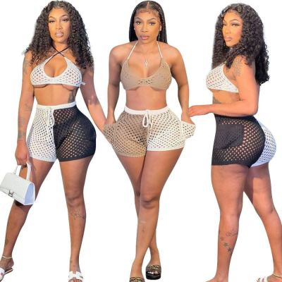 Mesh beach two-piece casual and breathable sportswear F8357