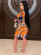 Women's fashion print sexy split dress with personality Z60066