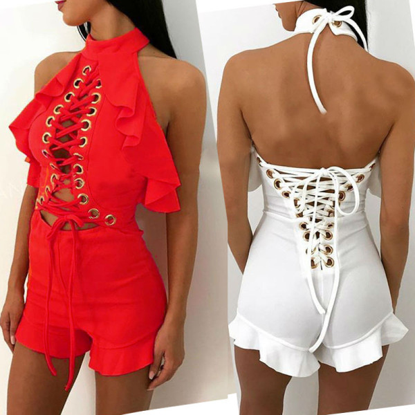 Sexy machine eye halter neck shorts with wooden ears L0138