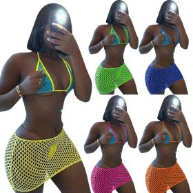 Beach suit women leisure vacation halter tube top halter mesh beachwear F88376