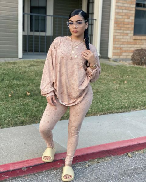 Casual printed suit O-neck pullover two-piece suit MW8330