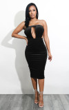 Tube top halter sleeveless dress fashion casual European and American dress F88041