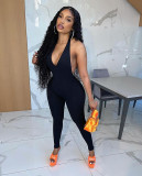 Halter lace-up halter slim-fit jumpsuit sweatpants F88373