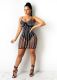 Hot Rhinestone Pearl Perspective Sling V-neck Sexy Dress Nightclub Wear K8955