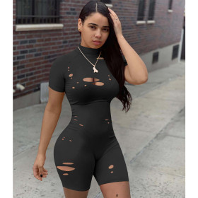 Ripped burnt tights jumpsuit Q603
