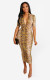 Summer short-sleeved printed snakeskin pattern wrapped hip dress L0264