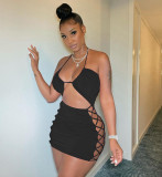 Sexy strappy hollow slim dress Q21Y881