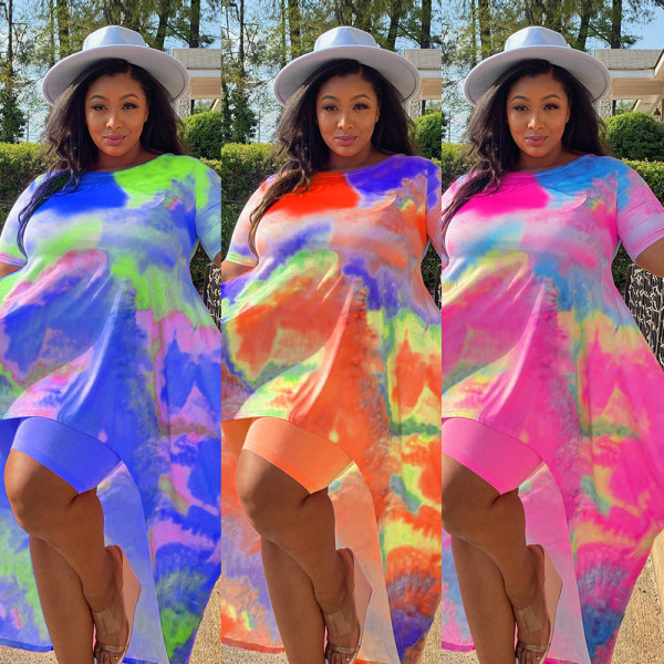 Fashion short-sleeved two-piece color nightclub clothes K8951