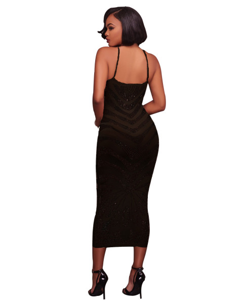 Women's autumn and winter sexy sling hot rhinestone jumpsuit bag hip skirt L0228