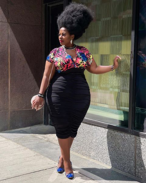 Plus size women's clothing stock new style deep V sexy print stitching pleated dress J21Y6070