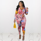 Plus size women's spot European and American spring and summer new prints, straps and slim sexy two-piece suit J21S6079