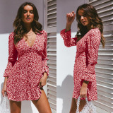 Chiffon Printed Sexy French Dress Tea Break Dress G8014