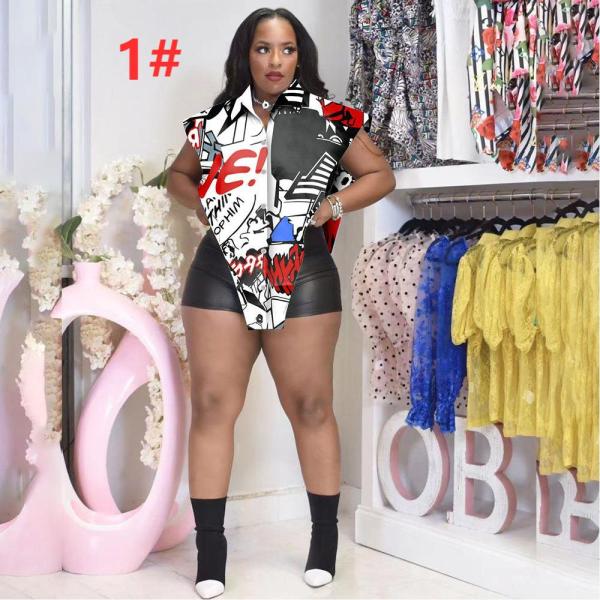 Summer short-sleeved shirt loose casual wear fashion personality top clothes L9153