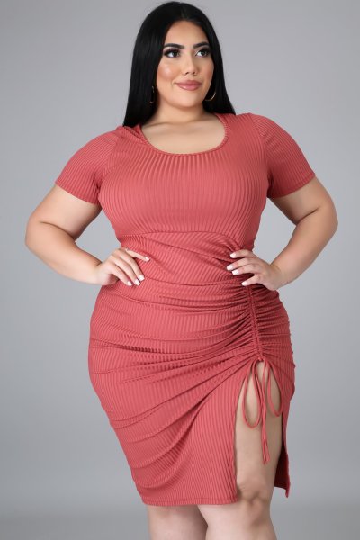 Fat lady plus size women's clothing knitted pit strip side opening lace dress three-color QJ5288