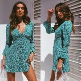 Chiffon Printed Sexy French Dress Tea Break Dress G8014