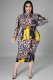 Fat lady women's dress, two ways to wear printed dress before and after QJ5280