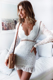 Lace V-neck sexy slim slimming dress G8013