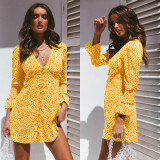 Chiffon Printed Sexy French Dress Tea Break Dress G8014