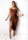 Summer hot style women's sexy halter lace-up pleated slit pleated sling long dress dress SUM3201A