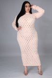 5XL fat woman fat woman plus size women's mesh stretch skirt dress QJ5278