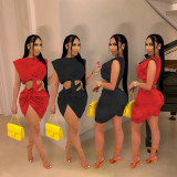New sexy nightclub dress solid color two-piece suit SH7274