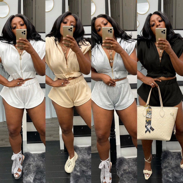 Sexy European and American V-neck short waist shorts two-piece nightclub clothes A7187
