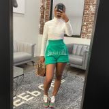 New women's fashion letter embroidery casual sports shorts Y10017