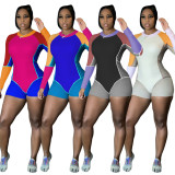 Positioning printed women's jumpsuit autumn contrast sports pants tight-fitting comfortable jumpsuit YY5300