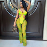 Sexy Sling Deep V Printed Fashion Jumpsuit Nightclub Wear A7175