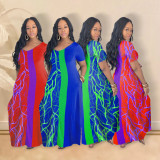 Plus size women's new loose print dress SH7265