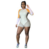 Positioning printed women's jumpsuit autumn contrast sports pants tight-fitting comfortable jumpsuit YY5300