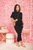 Women's short-sleeved suit, pure cotton two-piece suit, solid color AL162 