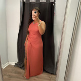 Women's high-waist hollow cross-fashion sleeveless dress A6729