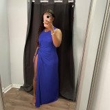 Women's high-waist hollow cross-fashion sleeveless dress A6729