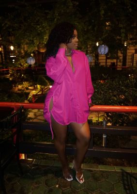 Women's sexy shirt dress ruffled long-sleeved large shirt loose autumn AL179