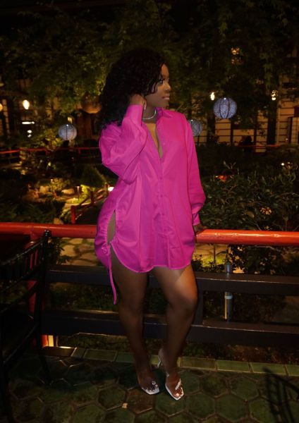 Women's sexy shirt dress ruffled long-sleeved large shirt loose autumn AL179