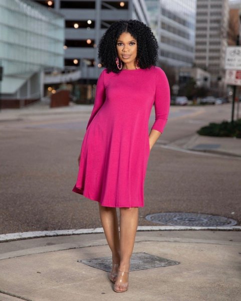 Women's dress long-sleeved T-shirt mid-skirt solid color basic summer skirt autumn AL175