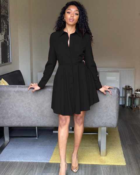 Women's shirt dress long-sleeved solid color slim fit 2021 autumn new AL177