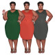 Plus size dress cross-border European and American women's fashion slim sleeveless waist waist plus size dress A6727