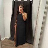 Women's high-waist hollow cross-fashion sleeveless dress A6729